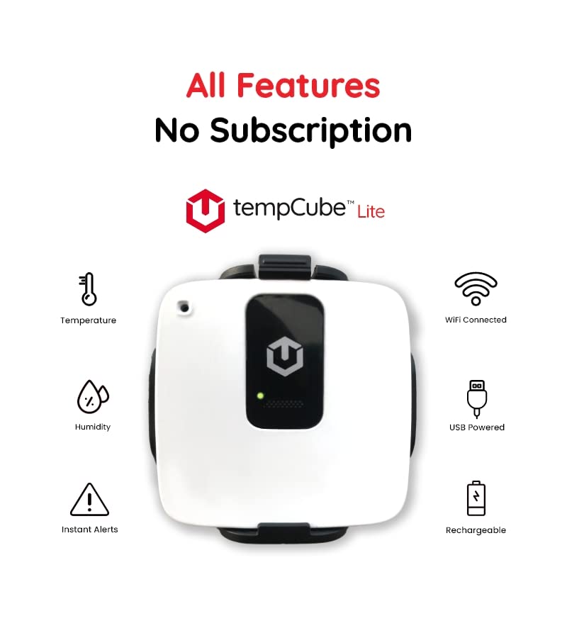 tempCube WiFi Temperature & Humidity Sensor. Wireless Remote Temperature Monitor, Data Logger, USB-Powered Rechargeable Battery. Fee iOS/Android App. 24/7 Email Alerts, Prevent Server Downtime | The Storepaperoomates Retail Market - Fast Affordable Shopping
