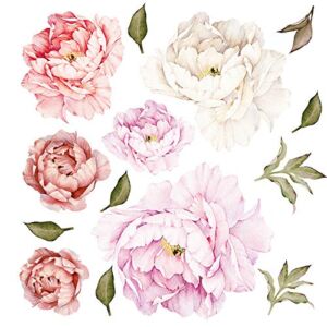 Nother Pink Peonies Wall Decals Peony Floral Wall Decal Pink Rose Bouquet Flowers Peel and Stick Wallpaper for Sofa Background Fresh Tulip Flowers Vintage Pink Giant Wall Sticker Modern Room Decor …