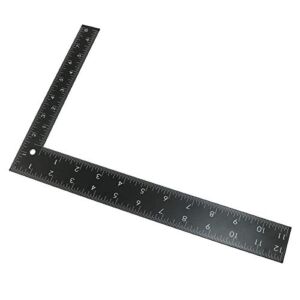 ZRM&E Black Tempered Stainless Steel Measuring Square Ruler Right Angle Ruler 90 Degrees Engineers Woodworking Wood Measuring Tool 0-300mm 0-12inch Scale