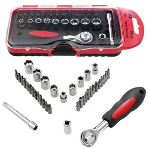 38-Piece Ratchet tool set ,Socket Wrench Sets Repair Tool Set, Screwdriver Bit With Quick Release 1/4 inch Drive