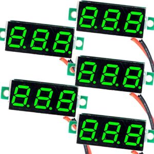 (5 Pack) JacobsParts DC 2.4-30V 2-Wire Voltmeter 3-Digit LED Display Panel Volt Meter Digital Voltage Tester (Green)