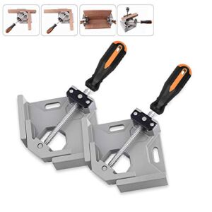 2 Pack Right Angle Clamp – 90 Degree Clamps for Woodworking, Single Handle Aluminum Alloy Corner Clamp with Adjustable Swing Jaw for Welding, Wood-Working, Drilling, Crafting Project