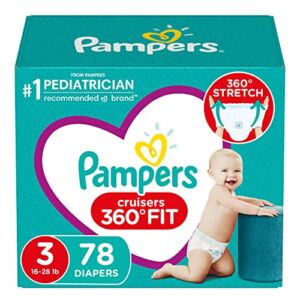 Diapers Size 3, 78 Count – Pampers Pull On Cruisers 360° Fit Disposable Baby Diapers with Stretchy Waistband, Super Pack (Packaging May Vary)