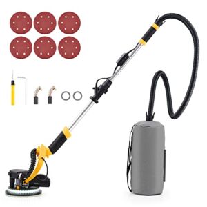 ZELCAN Drywall Sander with Vacuum Attachment, 6 Speed Electric Sander with Extendable Handle LED Lights Dust Collector & 6 Sanding Discs, 800W Drywall Power Tool for Woodworking and Home Improvement