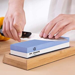 Whetstone Knife Sharpening Stone Set, Premium 2-Sided Whetstone Sharpener 1000/6000 Grit Whetstone Kit with Non-Slip Bamboo Base and Silicon insert Angle Guide for Chef Knife and Kitchen Knife