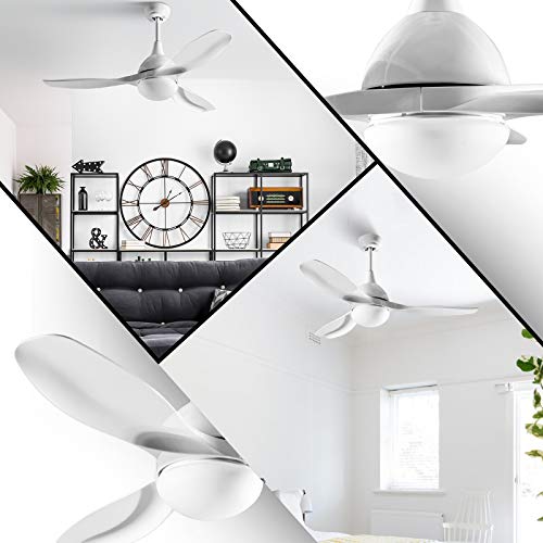 Tangkula Modern Ceiling Fan with Light, Indoor Low Profile LED Ceiling Fan with Remote Control, Reversible Noiseless Motor, 5-Speed & 3 Colors Temperature Switch, 48-inch (White) | The Storepaperoomates Retail Market - Fast Affordable Shopping