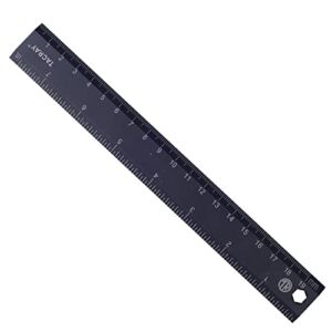 TACRAY Titanium Straight Ruler in Both cm & INCH Linear Measure, 19cm Anti-skidding Ruler, Multiple-Functional Ruler with a 1/4″ Hexagonal Screwdriver (Black Coating)