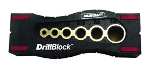 Milescraft 1312 DrillBlock Handheld Drill Guide – Perfect 90(degree) Drilling – 6 Steel Bushings – Anti-Slip – V-Drill Guide – Works on Flat, Angled and Round surfaces
