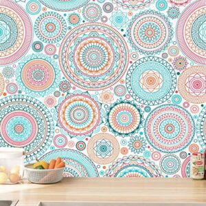 Fun Peel and Stick Wallpaper Cute Contact Paper Colorful Wallpaper Kitchen Contact Paper Decorative Self-Adhesive Wallpaper Removable Waterproof Easy to Clean Wall Covering Vinyl Rolls 17.7”x78.7”