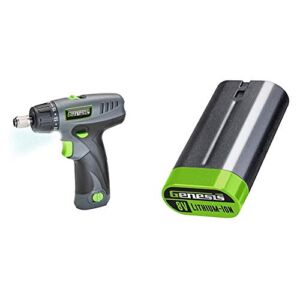 Genesis GLSD08B 8V Lithium-Ion Battery-Powered Quick-Change 2-Speed Cordless Screwdriver with LED Work Light, Two Batteries, Charging Stand, 4 Hex-Shank Drill Bits, and 4 Screwdriver Bits