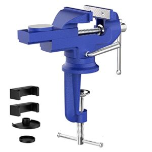 Innest Clamp on Vise Swivel Base – Bench Vise Swivel Base 3inch, Table Vice Portable for Workbench, Home, Drilling, Woodworking, and More, Blue