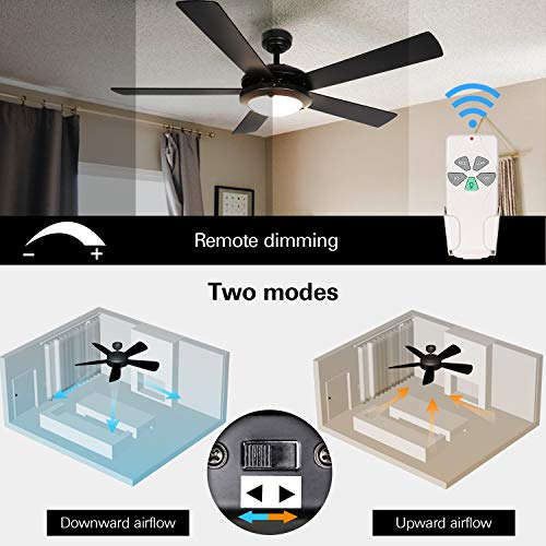 52 Inch Modern Style Indoor Ceiling Fan with Dimmable Light Kit and Remote Control, Reversible Motor, ETL for Living room, Bedroom, Basement, Kitchen, Garage | The Storepaperoomates Retail Market - Fast Affordable Shopping