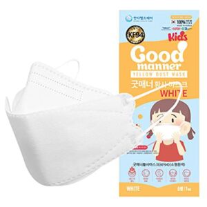 KF94 Kids Disposable Face Mask, White 20 Pack, Breathable Mask with Soft Ear Band for 4Y-12Y Boys and Girls – Good Manner