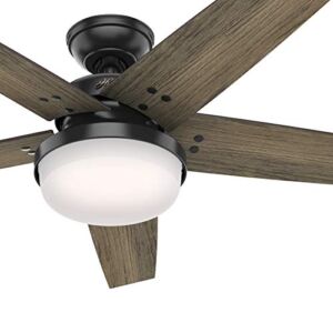 Hunter Fan 52 inch Contemporary Matte Black Indoor Ceiling Fan with Light Kit and Remote Control (Renewed)