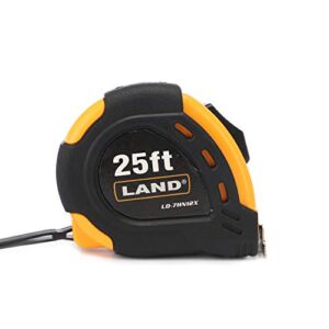 LAND 25Ft Retractable Measuring Tape – Self-Lock Heavy Duty Tape Measure, Magnetic Hook for Measurement Alone, TPR Rubber Protective Case (25FT AUTO)