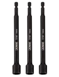 ARES 27010-3-Piece 7/16-Inch Magnetic Impact Nut Driver Bit Set – 6-Inch Length – Impact Grade Nut Setters with Industrial Strength Magnets