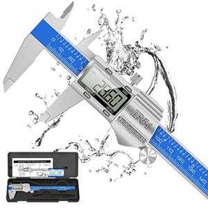 Digital Calliper, 150 mm Stainless Steel Measuring Gauge Measuring Tools Splashproof Dustproof with Replacement Battery and Large Display for Household and Industry
