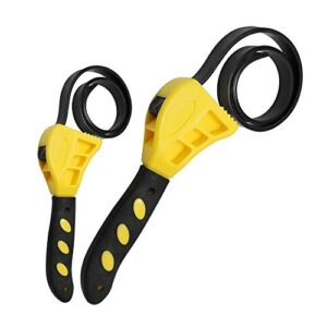 Universal Rubber Strap Wrench Set,Jar Opener Pipe Multifunctional Wrench Tools for Mechanics Plumbers,Rubber Strap Adjustable Wrenches-2pcs
