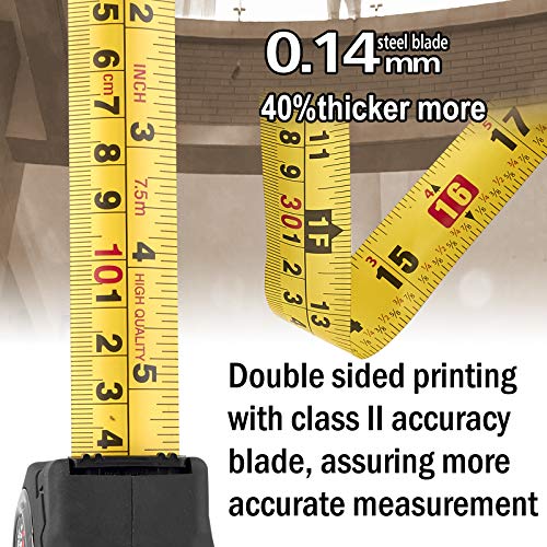 25FT Measuring Tape by ASSIST-Easy Read Double Side Printing with Metric and Inches，2.6m Level Standout Blade,Heavy Duty Shock Absorbent Rubber Case-for Construction，Surveyor | The Storepaperoomates Retail Market - Fast Affordable Shopping