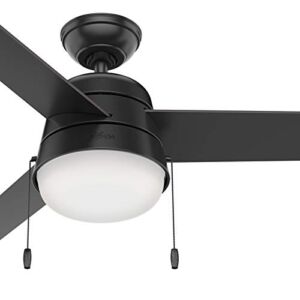 Hunter Fan 52 inch Contemporary Matte Black Indoor/Outdoor Ceiling Fan with Light Kit (Renewed)