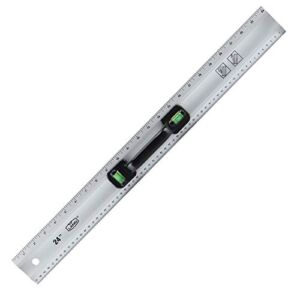 LAND Aluminum Construction Ruler – 24 Inch Ruler with Bubbles Indicator Vials,Centimeters and Inches Scale