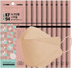 [BEIGE MASK][CLEAN WELL][10 Pack] ::KF94 Certified:: 4-Layers Face Safety Mask for Adult [Individually Packaged][Made in Korea]