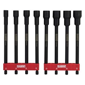 Sabre Tools 8 Piece Metric Impact Magnetic Nut Driver Set – 6 Inch Length, 1/4 Inch Hex Shank, Magnetic Socket Tip (8 Piece Metric Set)