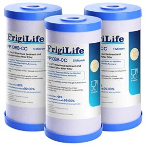 FrigiLife FXHTC 5 Micron 10″ x 4.5″ Whole House Sediment Activated Carbon Water Filter Replacement for GE FXHTC, GXWH40L, GXWH35F, GNWH38S, RFC-BBSA, W50PEHD, DuPont WFHD13001, 3 PACK