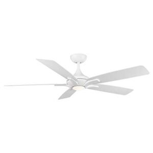 Mykonos Smart Indoor and Outdoor 5-Blade Ceiling Fan 60in Matte White with 3000K LED Light Kit and Remote Control works with Alexa, Google Assistant, Samsung Things, and iOS or Android App