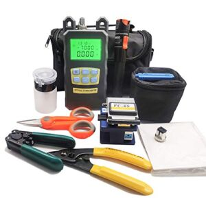 D YEDEMC FTTH Fiber Cold Connection Tool Kit with Fiber Cleaver FC-6S Visual Fault Locator Optical Power Meter (FC and SC Adapter) Cable Tester Stripping Tool Dust-Free Paper