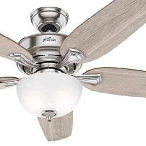 Hunter Fan 54 inch Casual Brushed Nickel Indoor Ceiling Fan with Light Kit and Remote Control (Renewed)