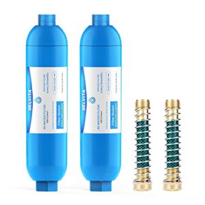 BELVITA RV Inline Water Filter with Hose Protector Reduces Lead, Fluoride, Chlorine, Bad Taste&Odor in Drinking & Washing with 2 Flexible Hose Protector ,Dedicated for RVs and Marines,2 Pack