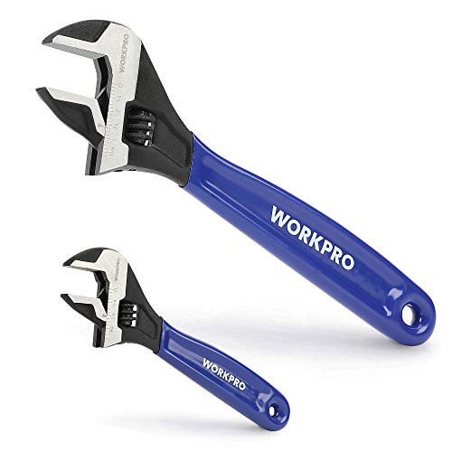 WORKPRO 2-piece Adjustable Wrench Set, 6-Inch & 10-Inch, Extra-Wide Jaw Black Oxide Wrench, Metric & SAE Scales, for Home, Garage, Workshop and DIY | The Storepaperoomates Retail Market - Fast Affordable Shopping