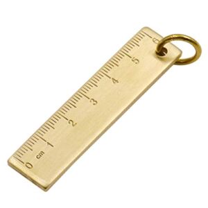 HELYZQ Portable 6cm Small Copper Ruler 3mm Thickened Brass Metal Ruler Keychain Rule