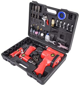 JEGS 81151 Air Tool Kit Includes Impact Wrench Ratchet Wrench Hammer Die Grinder