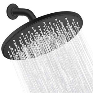 Rain Shower Head VMASSTONE 9In High Pressure Showerhead – Tool Free Installation- with Large Spray Surfaces and 200 Nozzles for Delicate and Unstimulate Shower Experience (EM-001 Matte Black/Black)