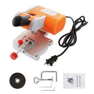 Mini Miter Saw Electric Power Table Saw Benchtop Cut-Off Chop Saw Max 45 Degree Cutting for Metal Wood Working Crafts Miniatures Plastic Compound Cutter, Orange