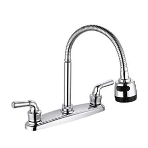 SOLVEX 2 Handle Kitchen Sink Faucet, High Arc 360 Swivel Stainless Steel Pipe 3 Hole Kitchen Faucet, Commercial Modern Chrome Kitchen Sink Faucet with Flexible Spout, SP-80067
