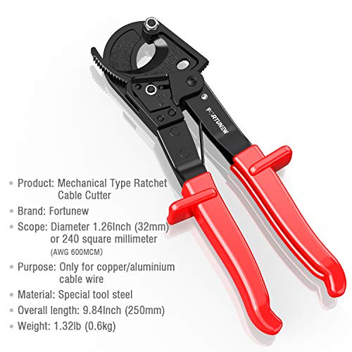 FORTUNEW® Cable Cutter, Aluminum Copper Cable Cutter Wire Cutter, Ratchet Heavy Duty, Maximum 240mm2 | The Storepaperoomates Retail Market - Fast Affordable Shopping