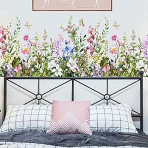 Colorful Flowers Wall Stickers Decoration Peel and Stick Wall Art Sticker Decals for Kids Girls Bedroom Living Room Bathroom Kitchen Classroom
