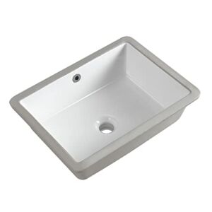 18 Inch Undermount Bathroom Sink Small Rectangle Undermount Sink White Ceramic Under Counter Bathroom Sink with Overflow (18.3″x13.8″)