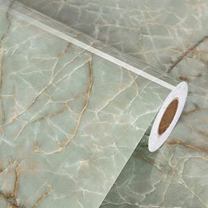 LIKILIKI Green Marble Contact Paper for Countertops Waterproof Granite Marble Peel and Stick Wallpaper Decorative Contact Paper for Kitchen Cabinets Green Contact Paper Vinyl Countertop 15.75″ x 78″