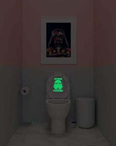Disruption Star Wars Stormtrooper Inspired Storm Pooper Parody Vinyl Decal,Black or Glow in The Dark,Perfect for Toilet Lid,Wall or Bathroom Decor,8.5in by 6in,Funny Star Wars Gift for Fans(Glow)