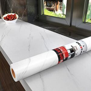 Decotalk White Marble Contact Paper Peel and Stick Countertops Contact Paper Marble Wallpaper Self Adhesive Counter Top Stick Paper Removable Vinyl Wallpaper for Kitchen Counter Waterproof 12″x120″