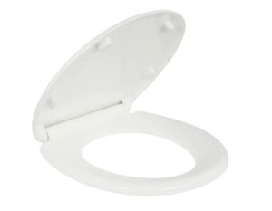 BATH ROYALE Toilet Seat Round Executive Series BR500-00, White, Slow Close, Heavy Duty Commercial Grade, Easy to Clean High Quality and Slip Resistant