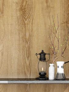FunStick Thick Brown Wood Contact Paper Wood Wallpaper Peel and Stick Wood Wallpaper Rustic Wood Grain Self Adhesive Removable Wall Paper Vinyl Roll for Cabinets Desk Countertops Furniture 12″ x 200″