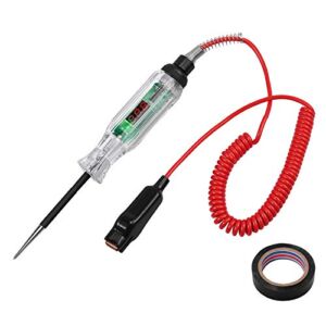 CAMWAY Automotive Circuit Tester, Digital LED Circuit Tester Heavy Duty 2.6-32V Car Truck Low Voltage & Light Tester with Stainless Probe, 98 Inch Extended Spring Wire Circuits Voltage Tester
