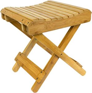 Sorbus Bamboo Folding Step Stool Bench – for Shaving, Shower Foot Rest, Bath Chair – Great for Bathroom, Spa, Sauna, Wooden Seat, Fully Assembled 