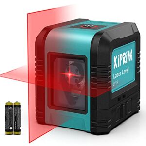 Kiprim Laser Level Self-Leveling Red Beam Horizontal and Vertical Cross-Line Laser for Construction,Picture Hanging,Wall Writing Painting,Home Renovation,Floor Tile, Carrying Pouch, Battery Included
