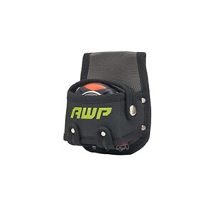 AWP Tape Measure Pouch | Heavy-Duty Polyester Tape Measure Holder with Steel Belt Clip, Black, 6″ H x 3″ D x 4.5″ W